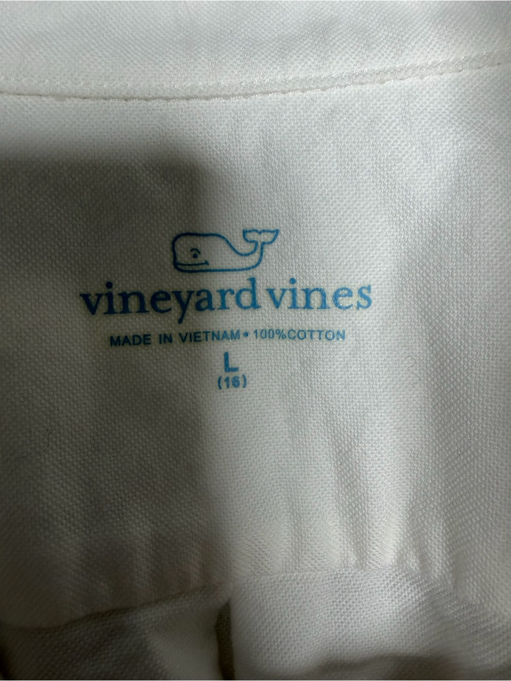 Vineyard Vines Youth 16L White Button‑Down Shirt Whale Logo Pre‑Loved - Picture 6 of 8